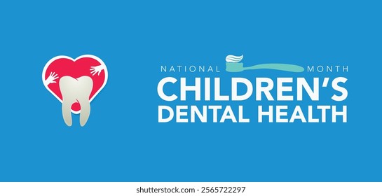 National Children's dental health month is observed every year in February, to teach children the importance of good oral hygiene at an early age and visiting the dentist regularly. Vector art