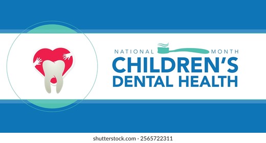 National Children's dental health month is observed every year in February, to teach children the importance of good oral hygiene at an early age and visiting the dentist regularly. Vector art