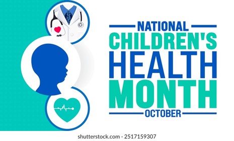 National children's health month background or banner design template is observed every year in October. Holiday concept. Template for card, poster, placard, template. eps 10