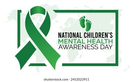 En mayo se celebra cada año el Día Nacional de Concienciación sobre la Salud Mental de los Niños. Plantilla para fondo, Anuncio, tarjeta, cartel con inscripción de texto.