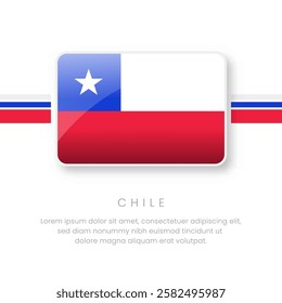 National Chile Flag.Vector Chile Button Flag. Realistic National Flag Design and Vector Template.