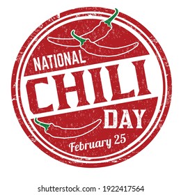 National chili day grunge rubber stamp on white background, vector illustration