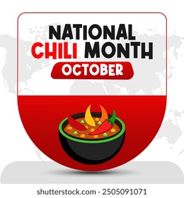 National Chili Month Vector Spicy Food Celebration and Chili Pepper Design