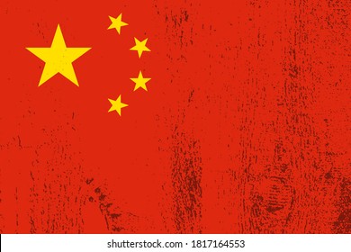 National China flag with grunge texture. Proportion correctly. Vector illustration. EPS 10.