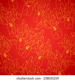 National chinese seamless pattern with flowers. Chinese new year 2015. Bright Beautiful  vector illustration. Background.  