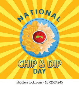 National Chip and Dip Day Vector Illustration. Suitable for greeting card poster and banner.	