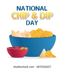 National Chip and Dip Day Vector Illustration. Suitable for greeting card poster and banner.	