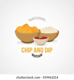 National Chip and Dip Day Vector Illustration. Suitable for Greeting card, poster and banner