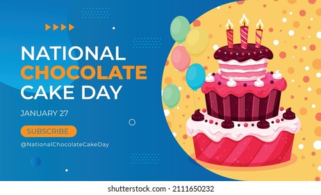 National Chocolate Cake Day On January 27 business brochure flyer banner design horizontal template vector, cover presentation abstract, modern publication poster and flag-banner.