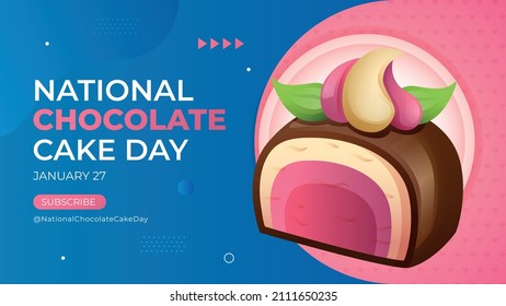 National Chocolate Cake Day On January 27 business brochure flyer banner design horizontal template vector, cover presentation abstract, modern publication poster and flag-banner.