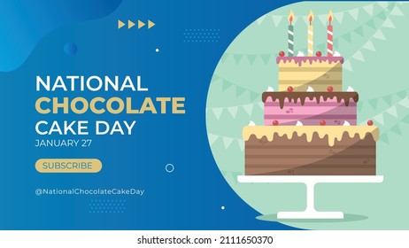 National Chocolate Cake Day On January 27 business brochure flyer banner design horizontal template vector, cover presentation abstract, modern publication poster and flag-banner.