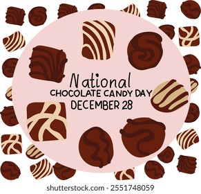 Ilustração vetorial do Dia Nacional do Doce de Chocolate. Bom para banner, cartaz, cartão de mensagem, cartão de festa, convite, modelo, publicidade, campanha e mídia social.