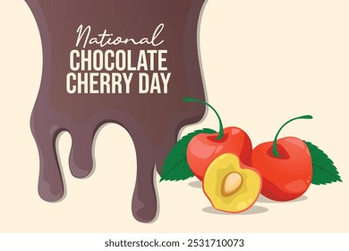 National Chocolate Cherry Day vector design template good for celebration usage. National Chocolate Cherry Day design. flat design. eps 10.