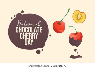 Plantilla de diseño de Vector del Día Nacional de la Cereza del Chocolate buena para el uso de la celebración. Diseño del Día Nacional de la Cereza de Chocolate. diseño plano. eps 10.