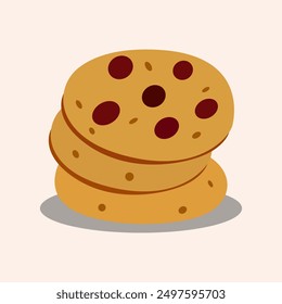 Día nacional de galletas con chispas de chocolate. Dulces y deliciosos pasteles. Ilustración vectorial de galletas de chispas de chocolate. Confitería y productos dulces