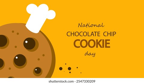 Día nacional de galletas con chispas de chocolate. Dibujado a mano Ilustración vectorial plana de dibujos animados. Anuncio, cartel, tarjeta de felicitación, menú, receta