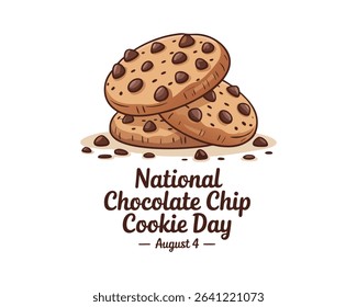 National Chocolate Chip Cookie Day vector illustration. Sweet round cookies with chocolate chip icon vector. August 4.