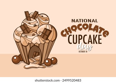 national chocolate cupcake day, delicious chocolate cupcake design vector illustration 