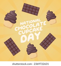 National Chocolate Cupcake Day design template good for celebration usage. chocolate cupcake vector illustration. vector eps 10. flat design.