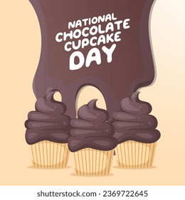National Chocolate Cupcake Day design template good for celebration usage. chocolate cupcake vector illustration. vector eps 10. flat design.