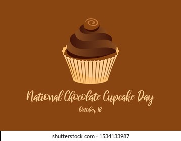 National Chocolate Cupcake Day vector. Cupcake isolated on a brown background. Chocolate cupcake vector illustration.  