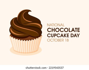 National Chocolate Cupcake Day vector. Creamy brown chocolate cupcake icon vector. October 18 each year. Important day