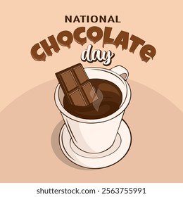 national chocolate day, drawing card with coffee and chocolate