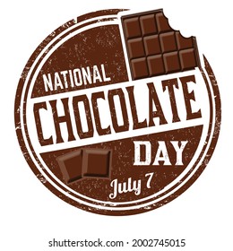 National chocolate day grunge rubber stamp on white background, vector illustration