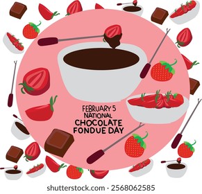 national chocolate fondue day vector illustration. Good for banner, poster, greeting card, party card, invitation, template, advertising, campaign, and social media.