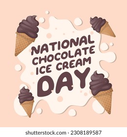 National Chocolate Ice Cream Day design template. chocolate ice cream vector design. chocolate illustration. flat ice cream design. 