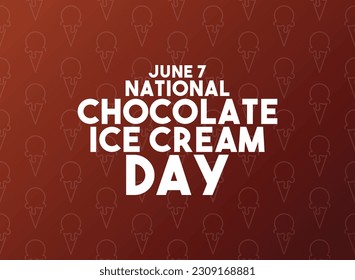 National Chocolate Ice Cream Day. June 7. Seamless pattern ice cream line icon. Gradient background. Poster, banner, card, background. Eps 10.