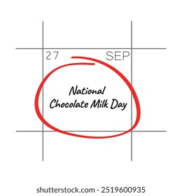 National Chocolate Milk Day, September 27 - calendar date.