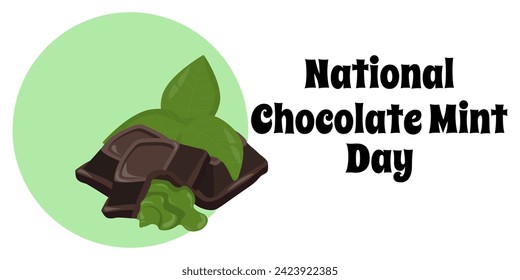 National Chocolate Mint Day, simple horizontal food poster or banner vector illustration design