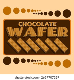 National Chocolate Wafer Day to celebrate on July 3rd. Bold text formed from wafers in frame on beige background. Snack event banner.