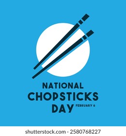 National Chopsticks Day. February 6. Blue background. Eps 10.