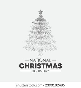 National Christmas Lights Day is celebrated every year on December 1. Geometric shape futuristic polygonal vector of christmas tree in the form of a starry sky space. Low poly style design.