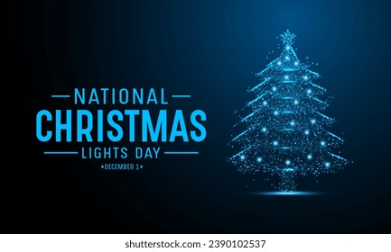 National Christmas Lights Day is celebrated every year on December 1. Geometric shape futuristic polygonal vector of christmas tree in the form of a starry sky space. Low poly style design.