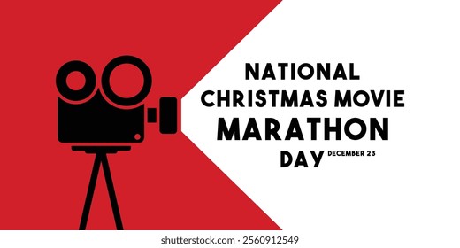 National Christmas Movie Marathon Day. December 23. Banner, card, background. Eps 10.