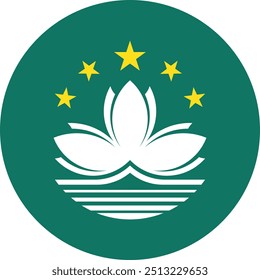 Diseño e ilustración del Vector de la bandera circular nacional de Macao 
