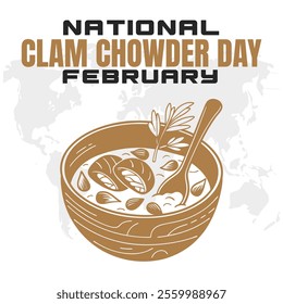 NATIONAL CLAM CHOWDER DAY social media post Vector Illustration on february