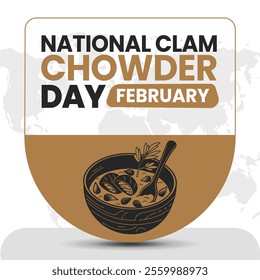 NATIONAL CLAM CHOWDER DAY Vector Illustration for post background