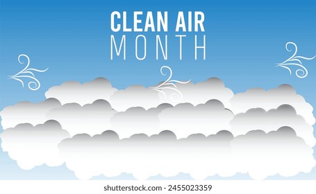 National Clean Air Month observed every year in May. Template for background, banner, card, poster with text inscription.
