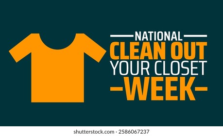 National Clean Out Your Closet Week background banner or poster design template. observed every year in March. Holiday concept. Use to any Template, card, poster, placard, template.