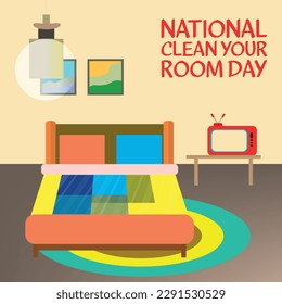 national clean your room day . Design suitable for greeting card poster and banner