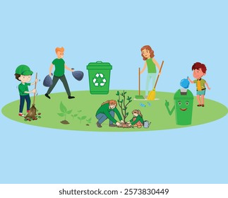 National Cleanliness Day with kids vector. World Cleanup day. world cleanliness day. Illustration, banner, eco, celebration, environment, holiday, festival, events, national, day, world.