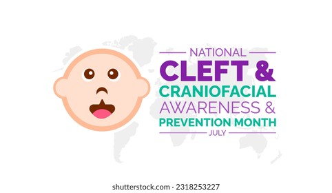 National Cleft and Craniofacial Awareness and Prevention Month background, banner, poster and card design template celebrated in July.