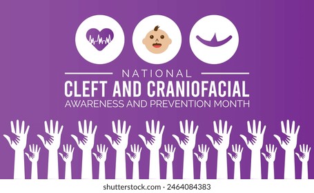 national cleft and craniofacial awareness and prevention month observed every year in July. Template for background, banner, card, poster with text inscription.