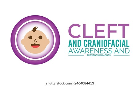 national cleft and craniofacial awareness and prevention month observed every year in July. Template for background, banner, card, poster with text inscription.