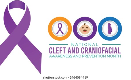 national cleft and craniofacial awareness and prevention month observed every year in July. Template for background, banner, card, poster with text inscription.
