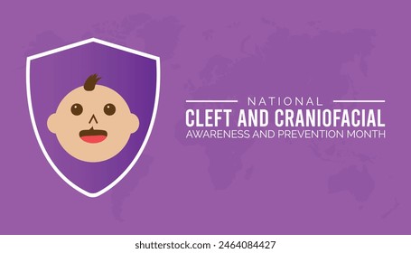 national cleft and craniofacial awareness and prevention month observed every year in July. Template for background, banner, card, poster with text inscription.